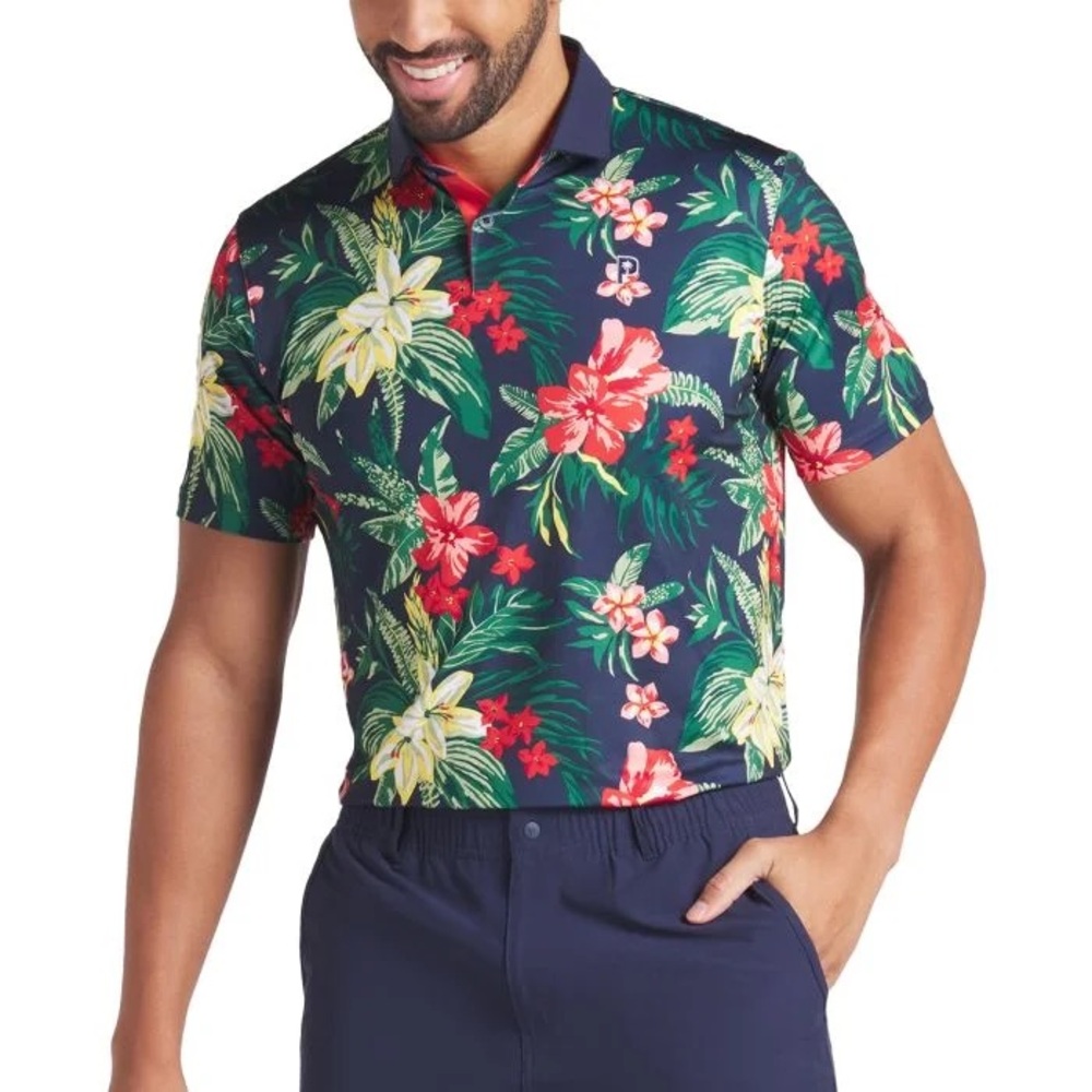 Puma Palm Tree Crew Floral Print Golf Polo Shirt